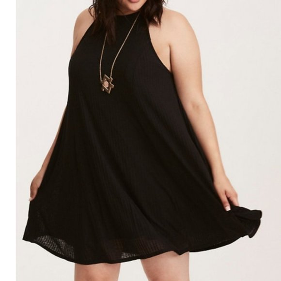 Torrid Dresses & Skirts - Torrid Spaghetti Strapped, Ribbed, High Neck Trapeze Dress, Size 6, Full…